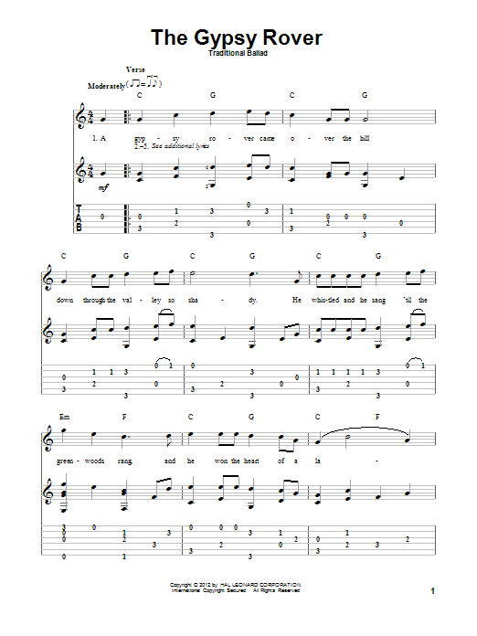 Learn to play Traditional Ballad The Gypsy Rover sheet music for Guitar Tab in minutes. Traditional Ballad The Gypsy Rover sheet music preview music notes and score for Guitar Tab including 3 page(s)