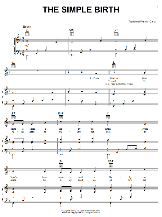 Learn to play Traditional Flemish Carol The Simple Birth sheet music for E-Z Play Today in minutes. Traditional Flemish Carol The Simple Birth sheet music preview music notes and score for E-Z Play Today including 2 page(s)