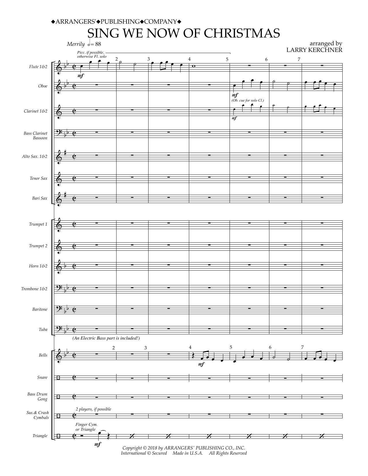 Learn to play Traditional French Carol Sing We Now of Christmas (arr. Larry Kerchner) - Conductor Score (Full Score) sheet music for Concert Band in minutes. Traditional French Carol Sing We Now of Christmas (arr. Larry Kerchner) - Conductor Score (Full Score) sheet music preview music notes and score for Concert Band including 16 page(s)