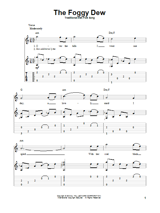 Learn to play Irish Folksong The Foggy Dew sheet music for Guitar Tab in minutes. Irish Folksong The Foggy Dew sheet music preview music notes and score for Guitar Tab including 4 page(s)