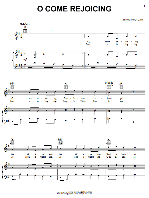Learn to play Traditional Polish Carol O Come Rejoicing sheet music for E-Z Play Today in minutes. Traditional Polish Carol O Come Rejoicing sheet music preview music notes and score for E-Z Play Today including 2 page(s)