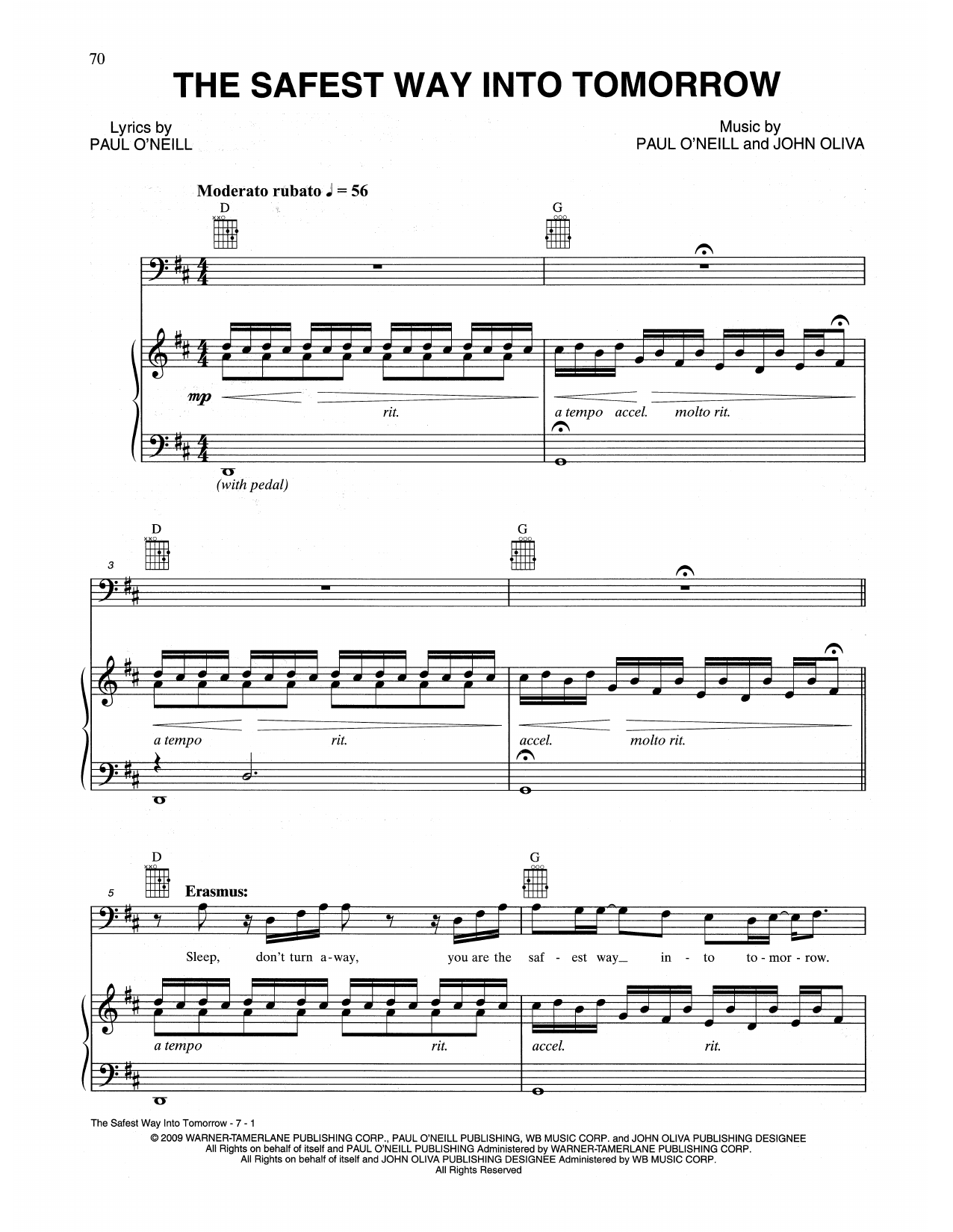 Trans-Siberian Orchestra The Safest Way Into Tomorrow sheet music, chords, lyrics - Printable PDF for Piano, Vocal & Guitar (Right-Hand Melody)