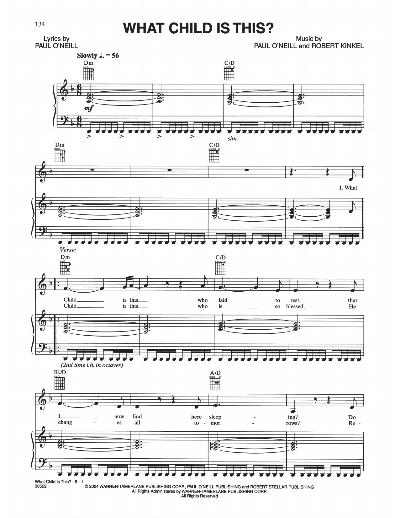 Trans-Siberian Orchestra What Child Is This? sheet music, chords, lyrics - Printable PDF for Piano, Vocal & Guitar (Right-Hand Melody)