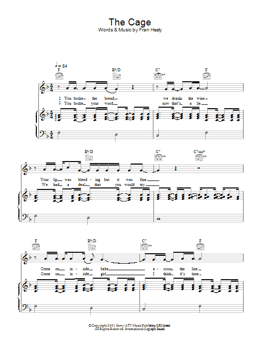 Learn to play Travis The Cage sheet music for Piano, Vocal & Guitar in minutes. Travis The Cage sheet music preview music notes and score for Piano, Vocal & Guitar including 5 page(s)