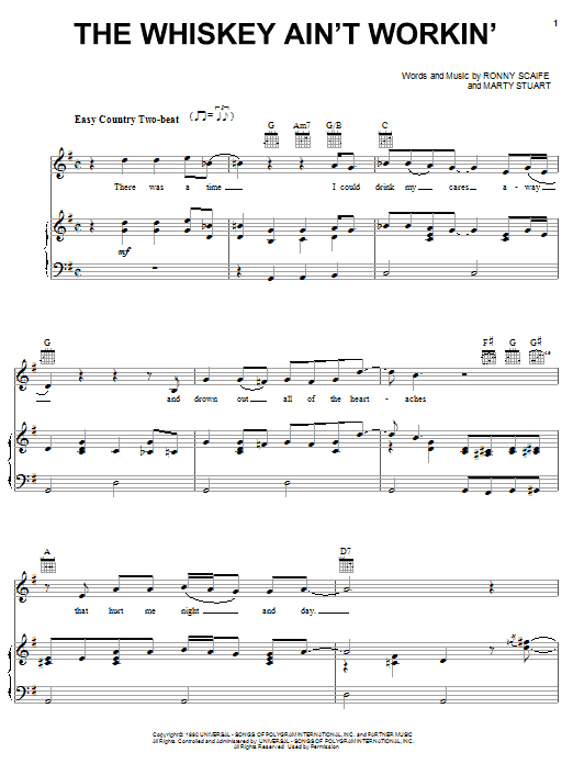 Learn to play Travis Tritt and Marty Stuart The Whiskey Ain't Workin' sheet music for Lyrics & Chords in minutes. Travis Tritt and Marty Stuart The Whiskey Ain't Workin' sheet music preview music notes and score for Lyrics & Chords including 2 page(s)