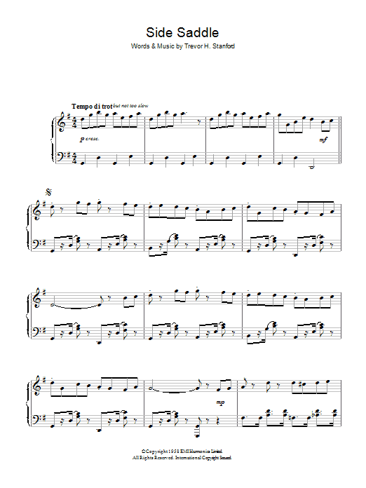 Trevor H. Stanford Side Saddle sheet music, chords, lyrics - Printable PDF for Piano, Vocal & Guitar