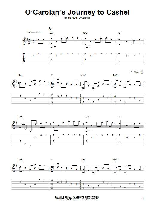 Learn to play Turlough O'Carolan O'Carolan's Journey To Cashel sheet music for Guitar Tab in minutes. Turlough O'Carolan O'Carolan's Journey To Cashel sheet music preview music notes and score for Guitar Tab including 2 page(s)