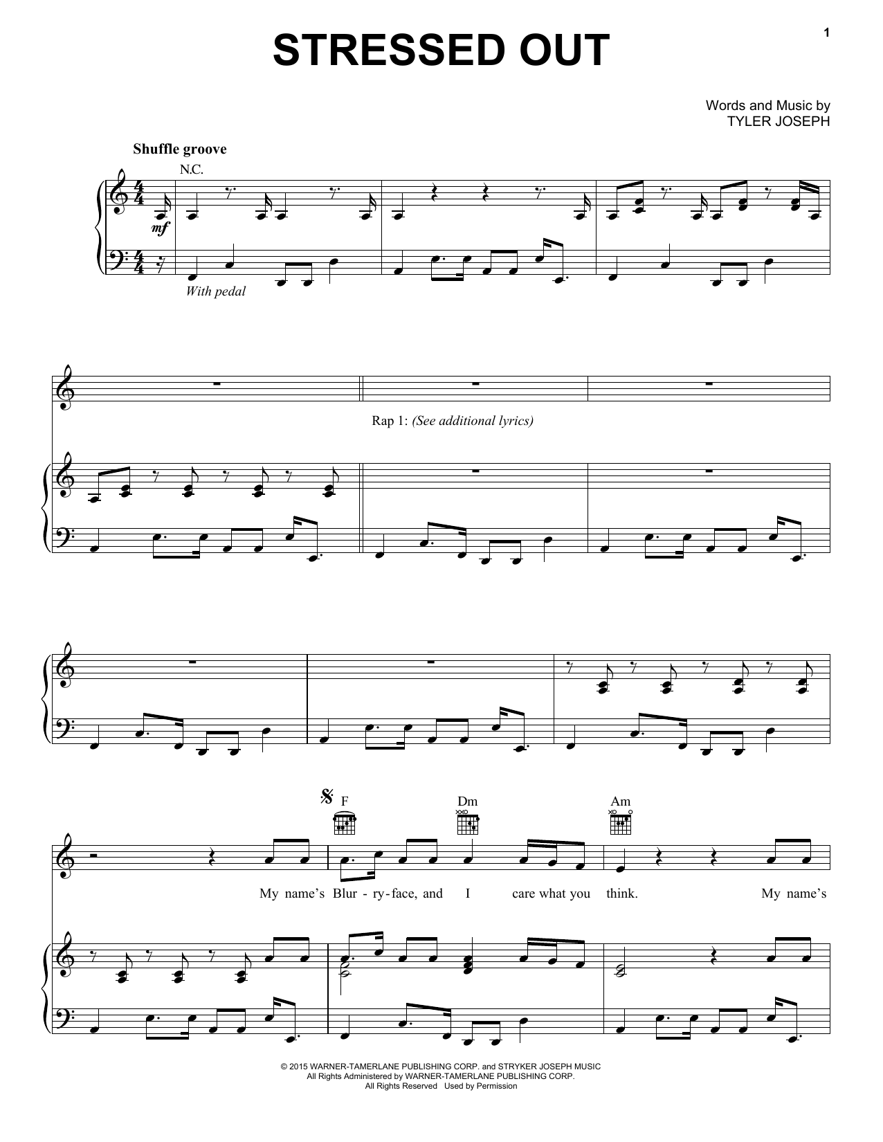 Twenty One Pilots Stressed Out Sheet Music Download Printable Pdf Pop Music Score For Easy Guitar Tab