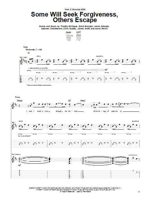 Underoath Some Will Seek Forgiveness, Others Escape sheet music, chords, lyrics - Printable PDF for Guitar Tab