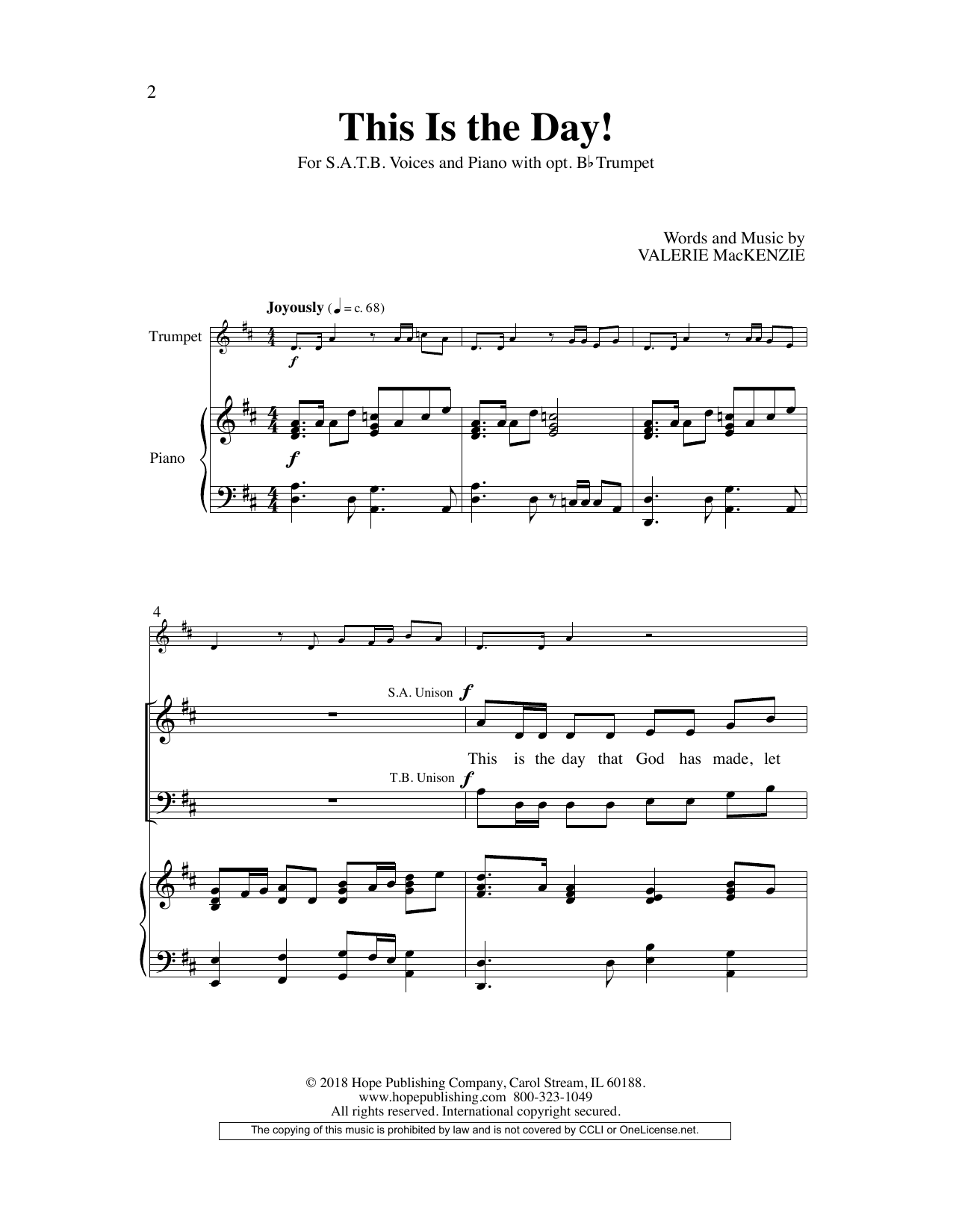 Learn to play Valerie MacKenzie This Is the Day! sheet music for Choir in minutes. Valerie MacKenzie This Is the Day! sheet music preview music notes and score for Choir including 7 page(s)