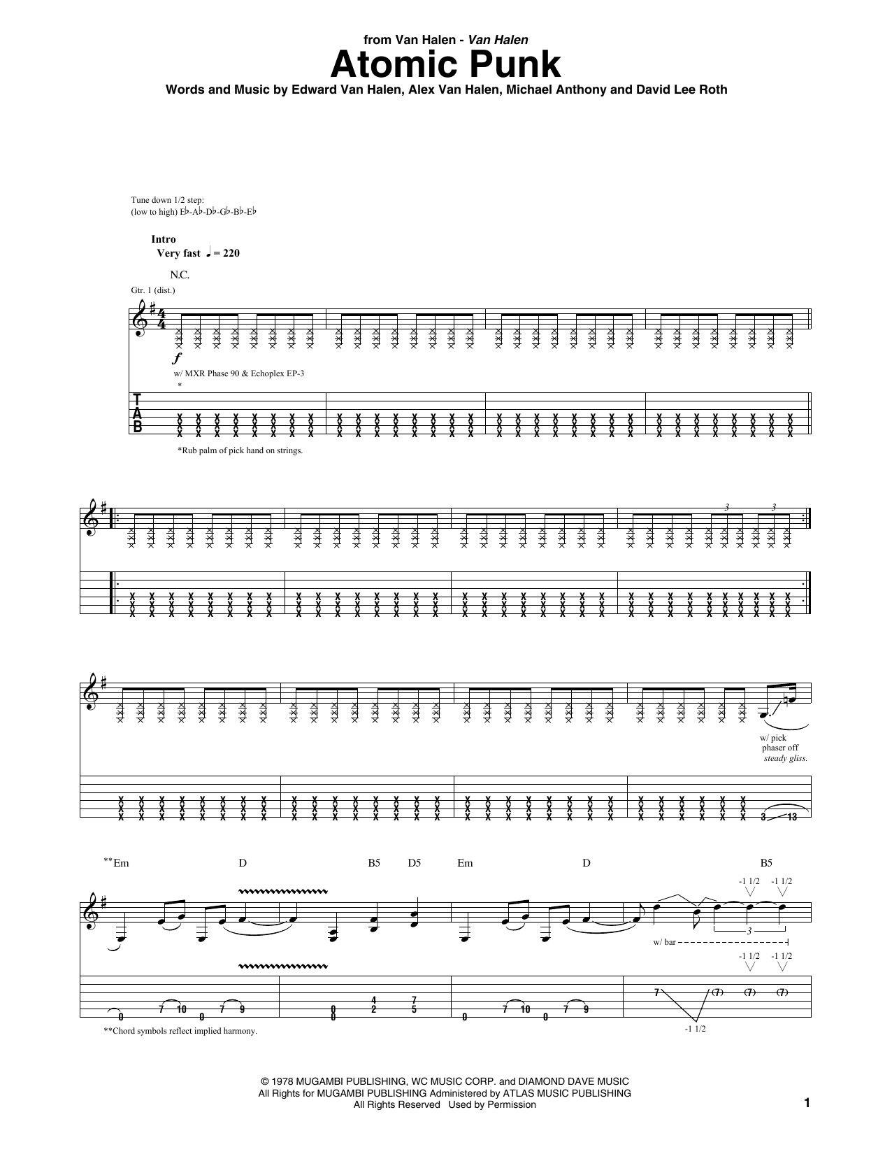 Learn to play Van Halen Atomic Punk sheet music for Guitar Tab in minutes. Van Halen Atomic Punk sheet music preview music notes and score for Guitar Tab including 7 page(s)