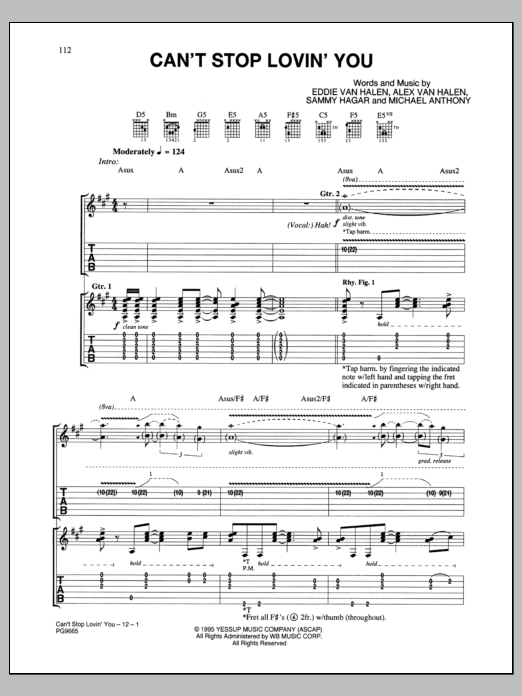 Learn to play Van Halen Can't Stop Loving You sheet music for Guitar Tab in minutes. Van Halen Can't Stop Loving You sheet music preview music notes and score for Guitar Tab including 10 page(s)