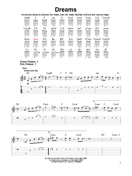 Learn to play Van Halen Dreams sheet music for Guitar Tab in minutes. Van Halen Dreams sheet music preview music notes and score for Guitar Tab including 10 page(s)