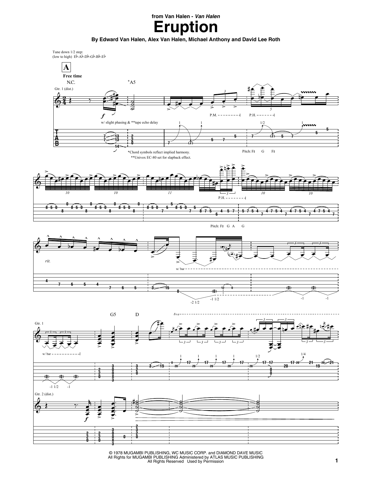 Learn to play Van Halen Eruption sheet music for Guitar Tab in minutes. Van Halen Eruption sheet music preview music notes and score for Guitar Tab including 5 page(s)
