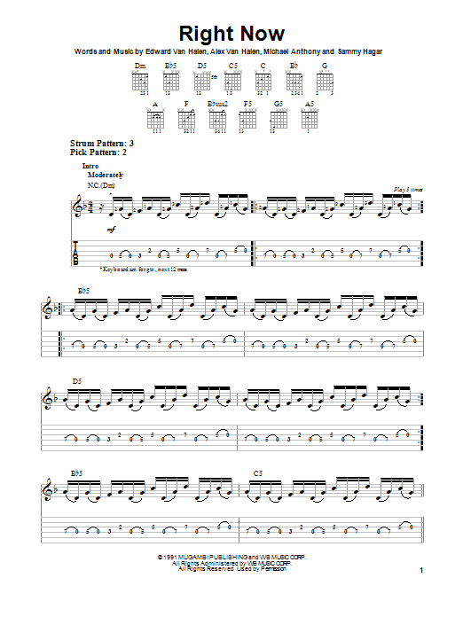 Learn to play Van Halen Right Now sheet music for Guitar Tab in minutes. Van Halen Right Now sheet music preview music notes and score for Guitar Tab including 11 page(s)