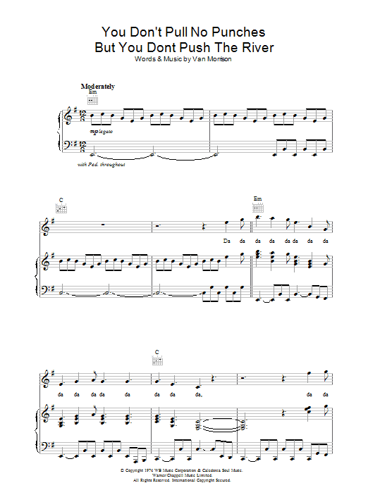 Van Morrison You Don't Pull No Punches But You Don't Push The River sheet music preview music notes and score for Piano, Vocal & Guitar (Right-Hand Melody) including 4 page(s)