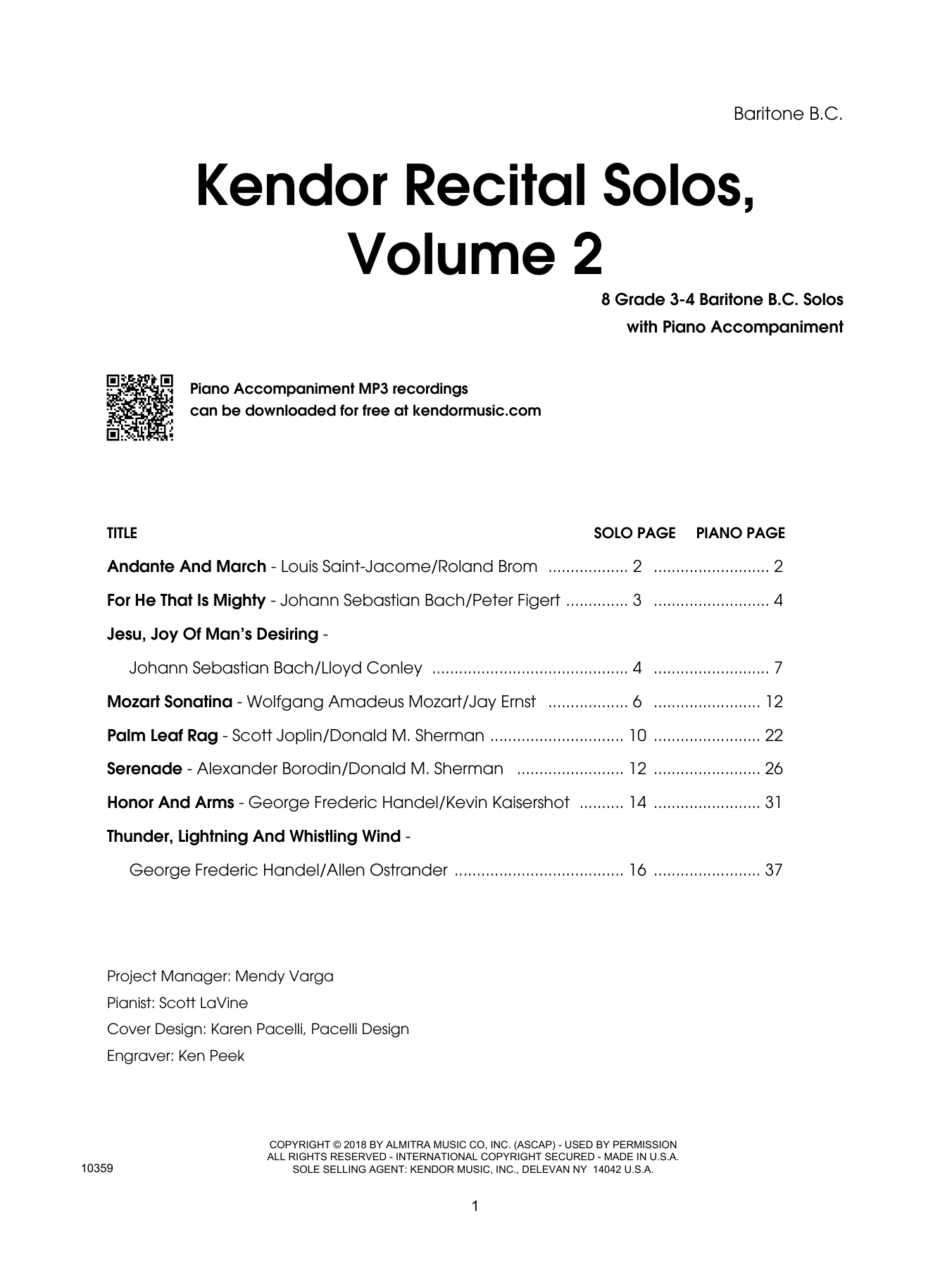 Learn to play Various Kendor Recital Solos, Volume 2 - Baritone B.C. sheet music for Brass Solo in minutes. Various Kendor Recital Solos, Volume 2 - Baritone B.C. sheet music preview music notes and score for Brass Solo including 17 page(s)