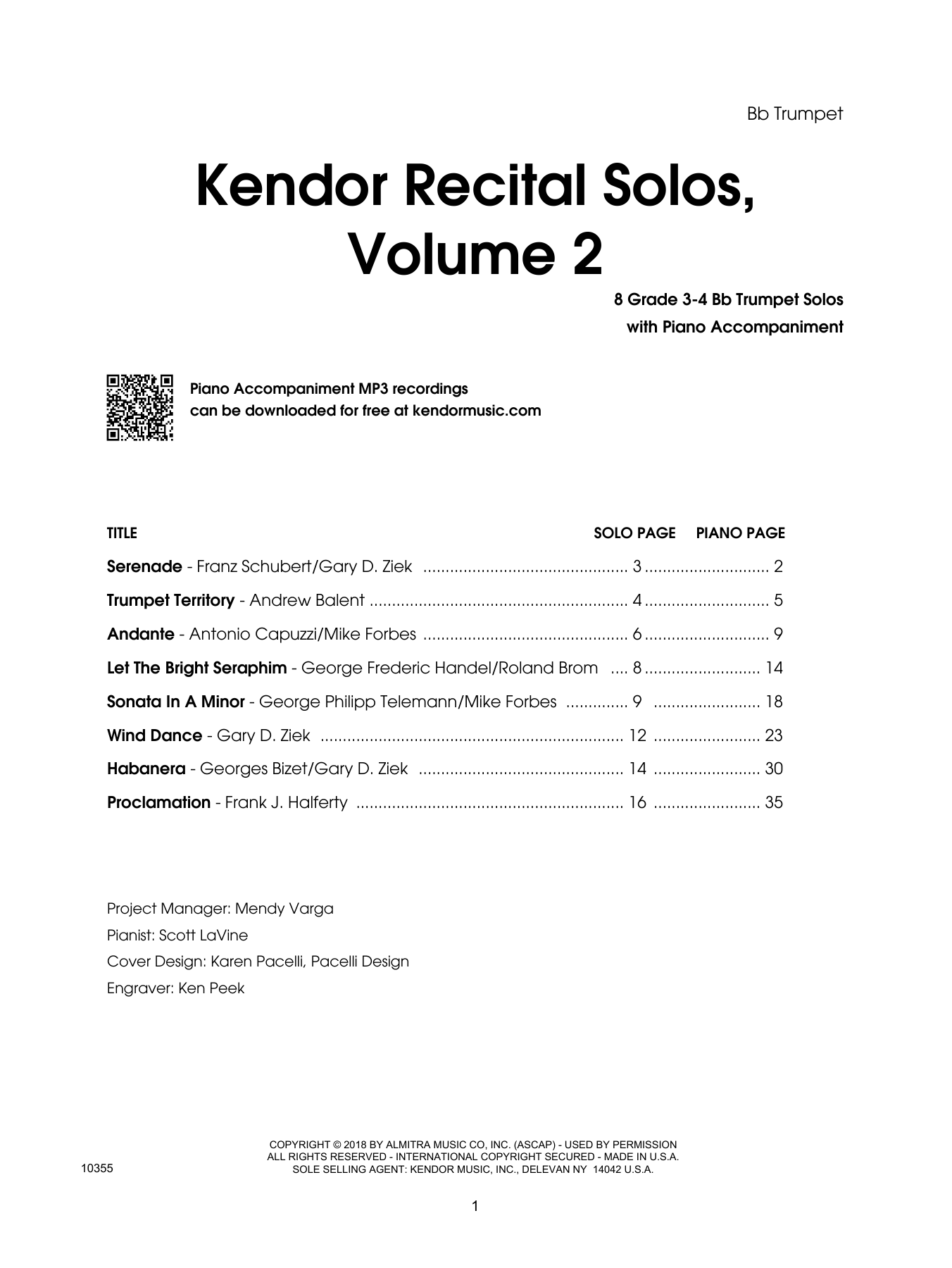 Learn to play Various Kendor Recital Solos, Volume 2 - Bb Trumpet - Bb Trumpet sheet music for Brass Solo in minutes. Various Kendor Recital Solos, Volume 2 - Bb Trumpet - Bb Trumpet sheet music preview music notes and score for Brass Solo including 16 page(s)