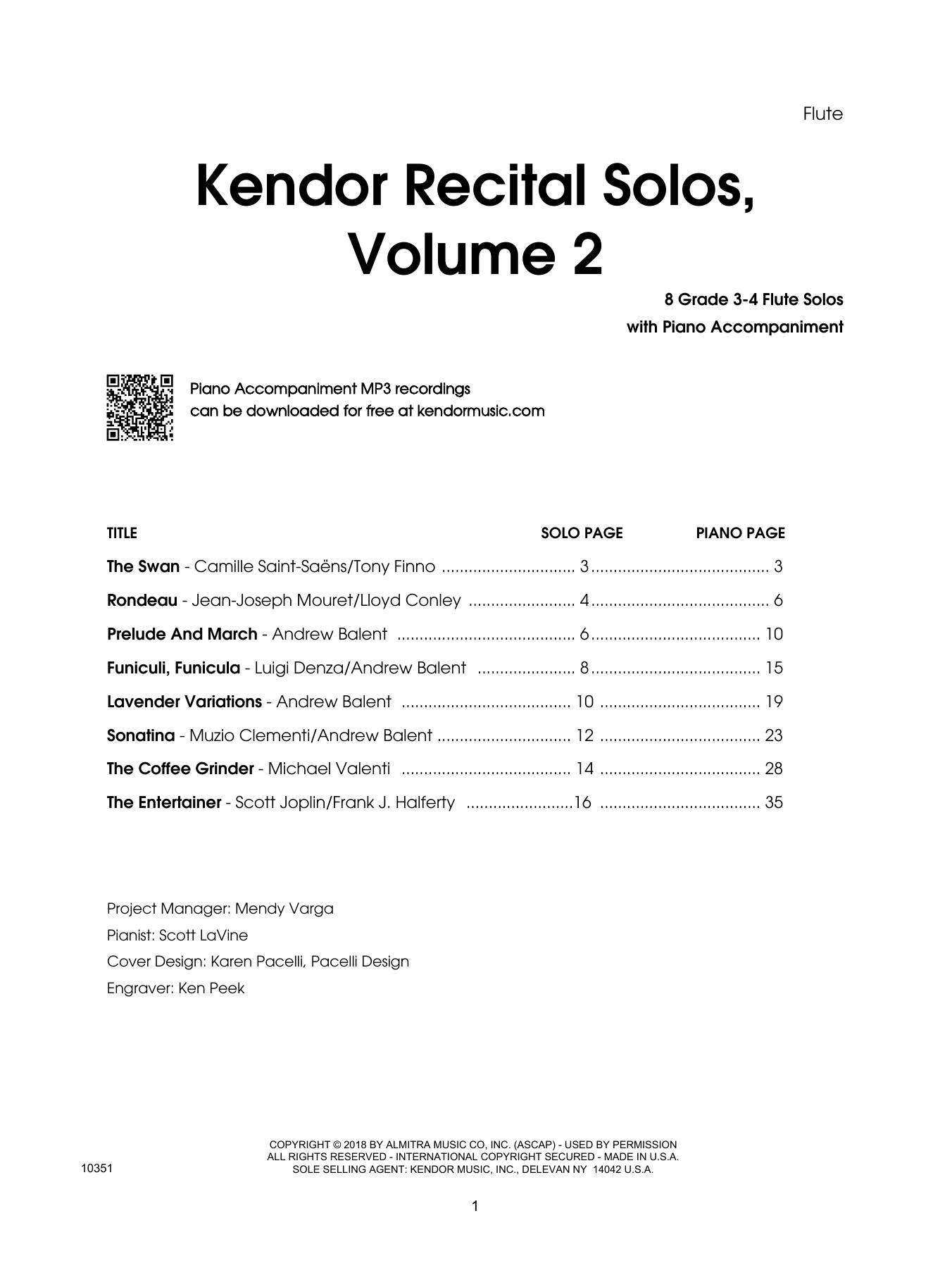 Learn to play Various Kendor Recital Solos, Volume 2 - Flute - Flute sheet music for Woodwind Solo in minutes. Various Kendor Recital Solos, Volume 2 - Flute - Flute sheet music preview music notes and score for Woodwind Solo including 16 page(s)