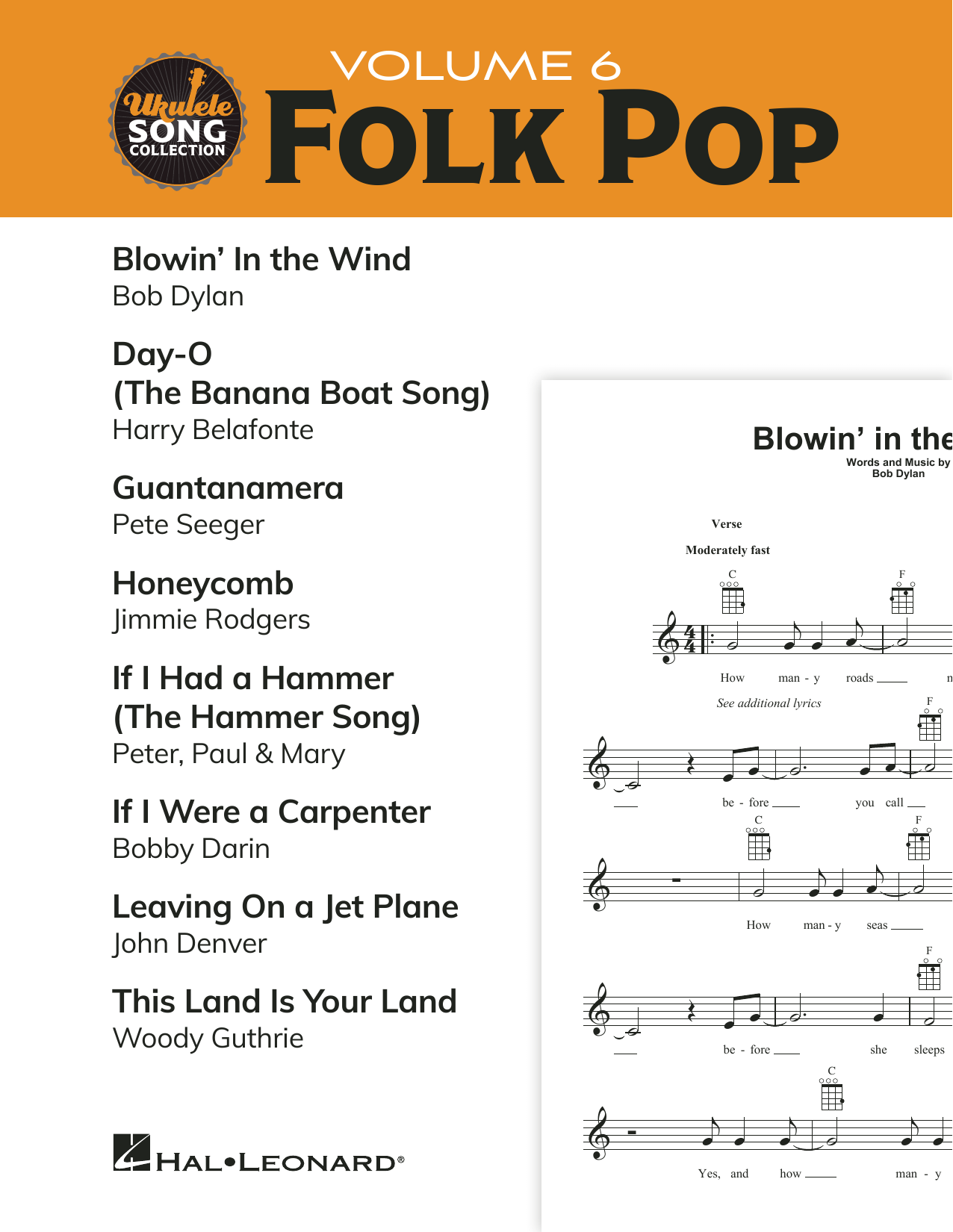 Various Ukulele Song Collection, Volume 6: Folk Pop sheet music, chords, lyrics - Printable PDF for Ukulele Collection