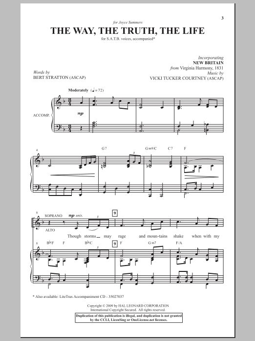 Vicki Tucker Courtney The Way, The Truth, The Life sheet music, chords, lyrics - Printable PDF for SATB Choir