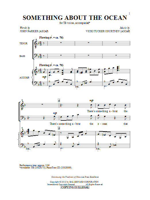 Learn to play Vicki Tucker Courtney Something About The Ocean sheet music for TB in minutes. Vicki Tucker Courtney Something About The Ocean sheet music preview music notes and score for TB including 6 page(s)