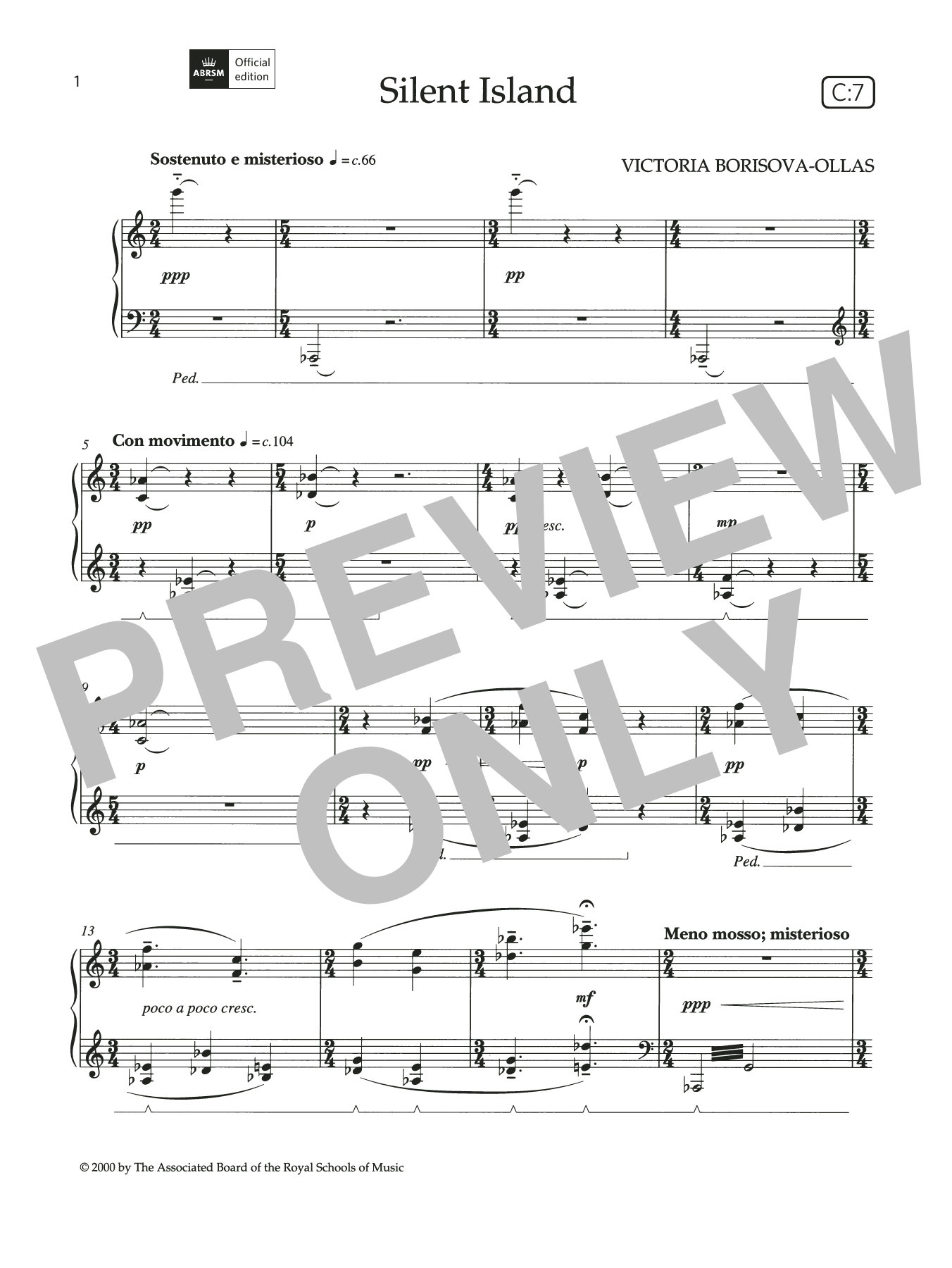 Victoria Borisova-Ollas Silent Island (Grade 5, list C7, from the ABRSM Piano Syllabus 2021 & 2022) sheet music, chords, lyrics - Printable PDF for Piano Solo