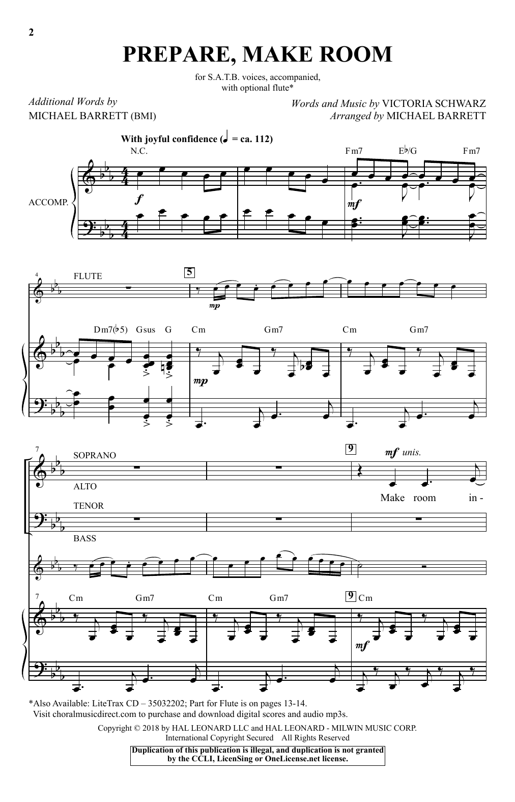 Victoria Schwarz Prepare, Make Room (arr. Michael Barrett) sheet music, chords, lyrics - Printable PDF for Choir