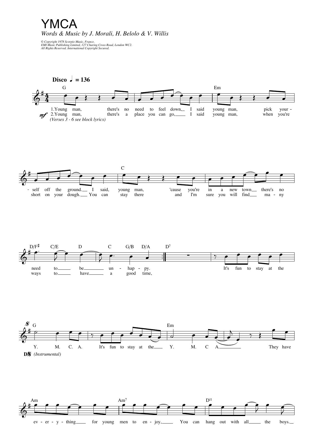 Learn to play Village People Y.M.C.A. sheet music for Guitar Tab in minutes. Village People Y.M.C.A. sheet music preview music notes and score for Guitar Tab including 4 page(s)