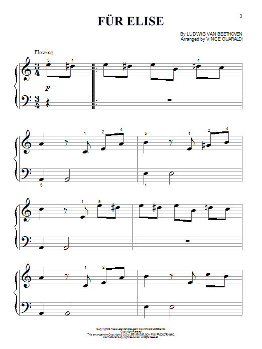 Learn to play Vince Guaraldi Fur Elise sheet music for Piano (Big Notes) in minutes. Vince Guaraldi Fur Elise sheet music preview music notes and score for Piano (Big Notes) including 3 page(s)