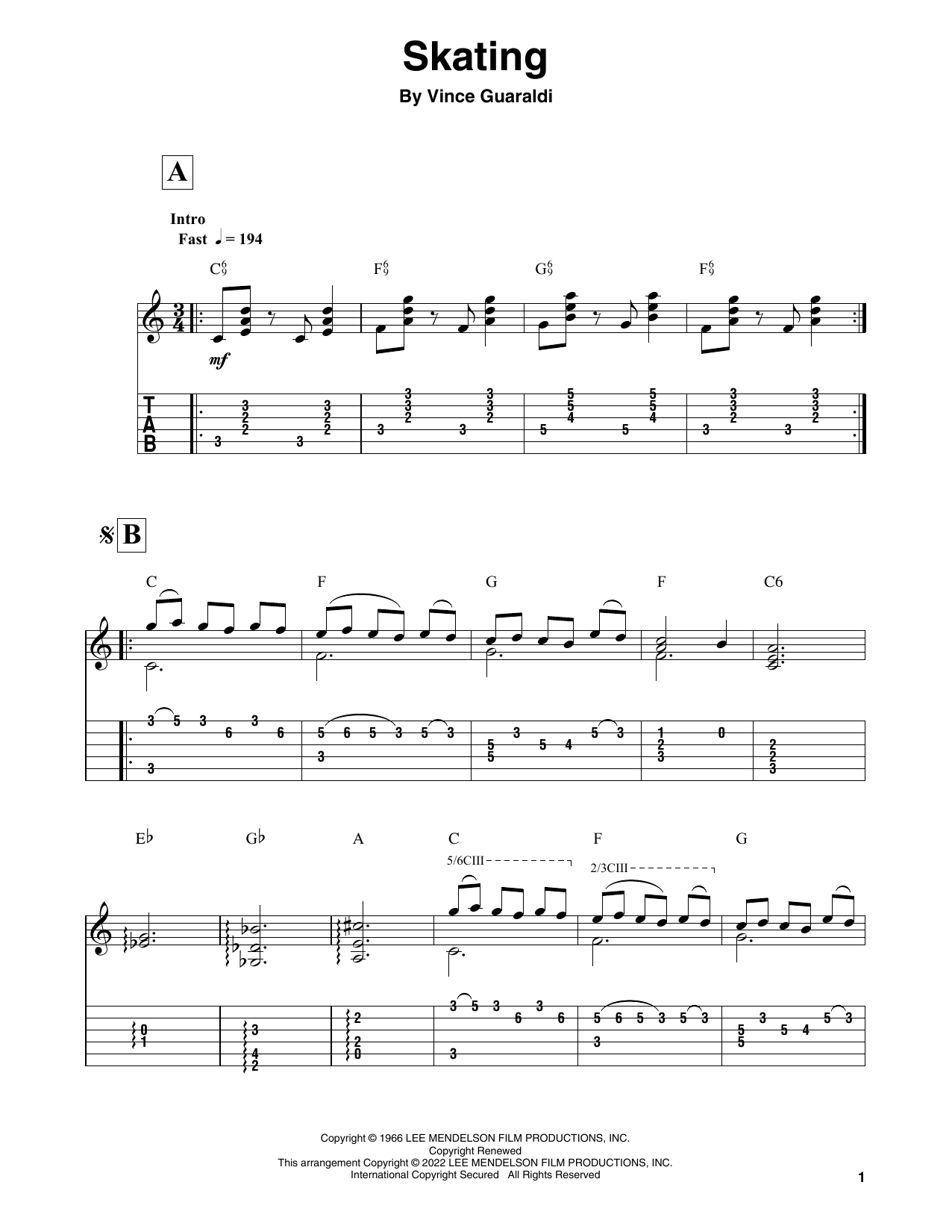 Learn to play Vince Guaraldi Skating (from A Charlie Brown Christmas) sheet music for Piano (Big Notes) in minutes. Vince Guaraldi Skating (from A Charlie Brown Christmas) sheet music preview music notes and score for Piano (Big Notes) including 5 page(s)