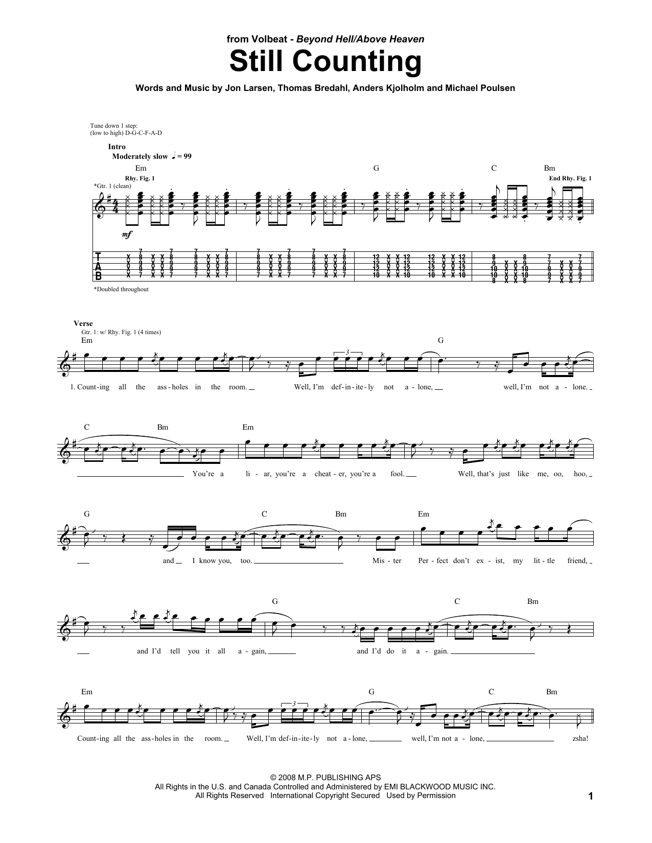 Learn to play Volbeat Still Counting sheet music for Guitar Tab in minutes. Volbeat Still Counting sheet music preview music notes and score for Guitar Tab including 6 page(s)