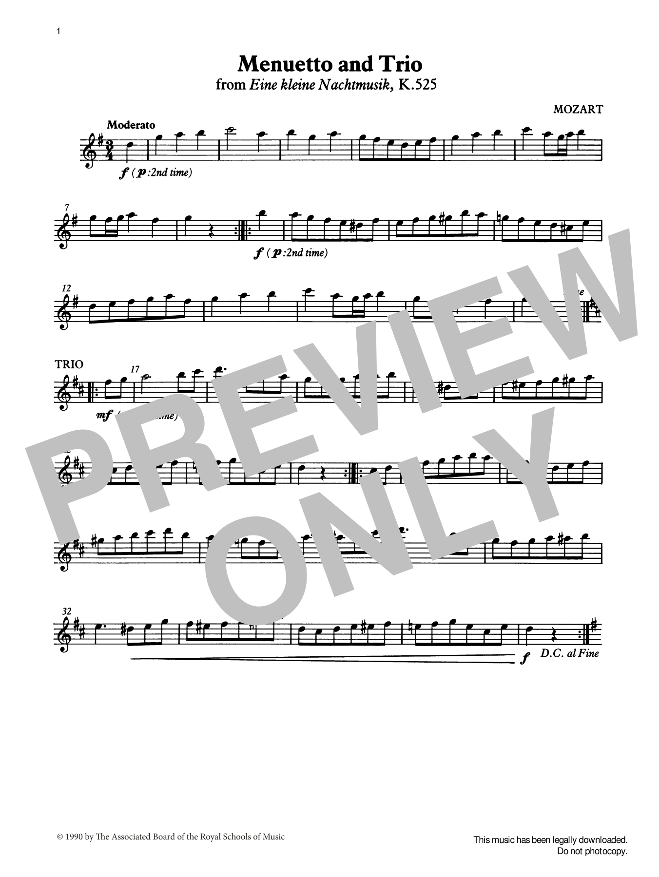 W. A. Mozart Menuetto and Trio (score & part) from Graded Music for Tuned Percussion, Book II sheet music, chords, lyrics - Printable PDF for Percussion Solo