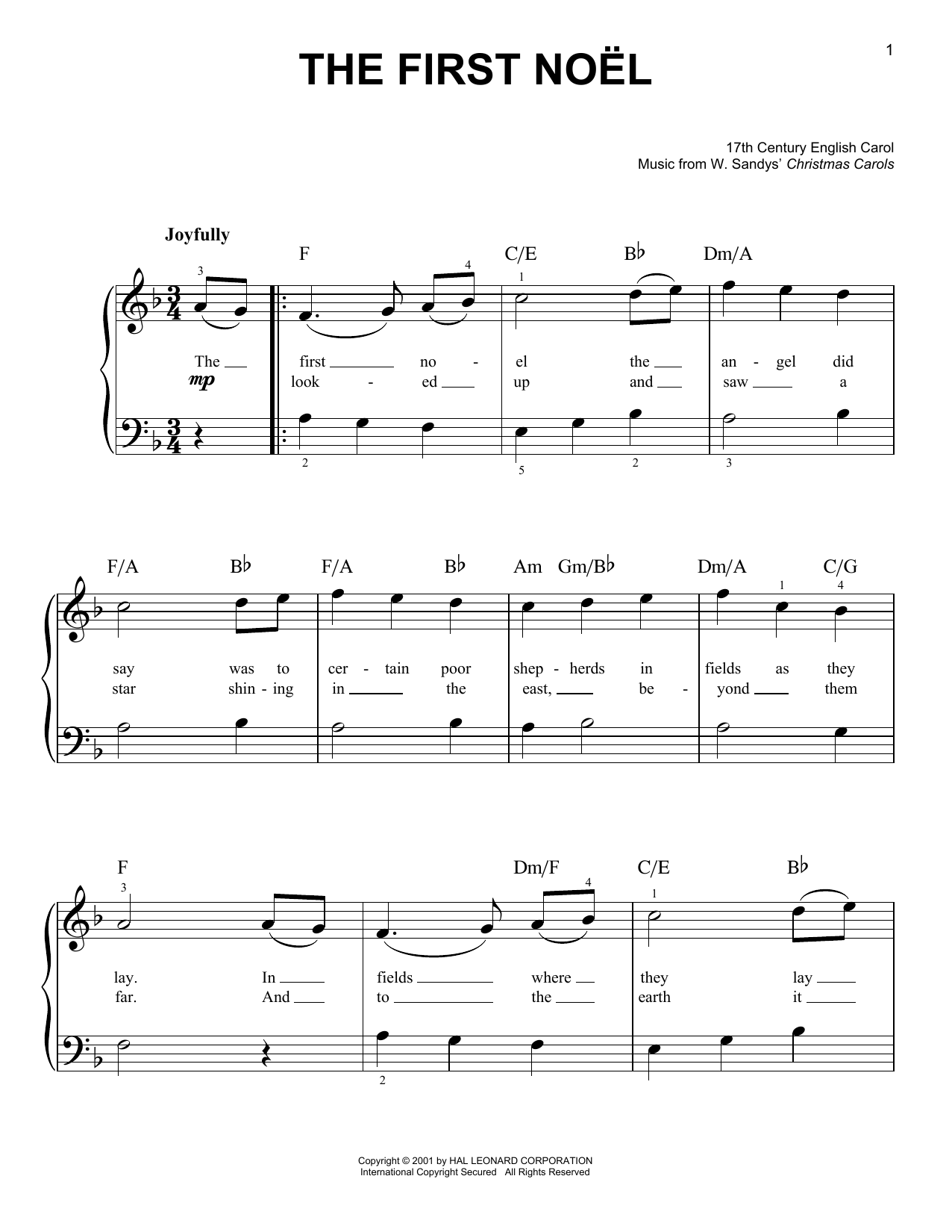 Learn to play Christmas Carol The First Noel sheet music for Easy Piano in minutes. Christmas Carol The First Noel sheet music preview music notes and score for Easy Piano including 2 page(s)