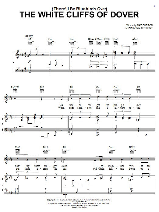 Learn to play Nat Burton (There'll Be Bluebirds Over) The White Cliffs Of Dover sheet music for Piano, Vocal & Guitar (Right-Hand Melody) in minutes. Nat Burton (There'll Be Bluebirds Over) The White Cliffs Of Dover sheet music preview music notes and score for Piano, Vocal & Guitar (Right-Hand Melody) including 4 page(s)