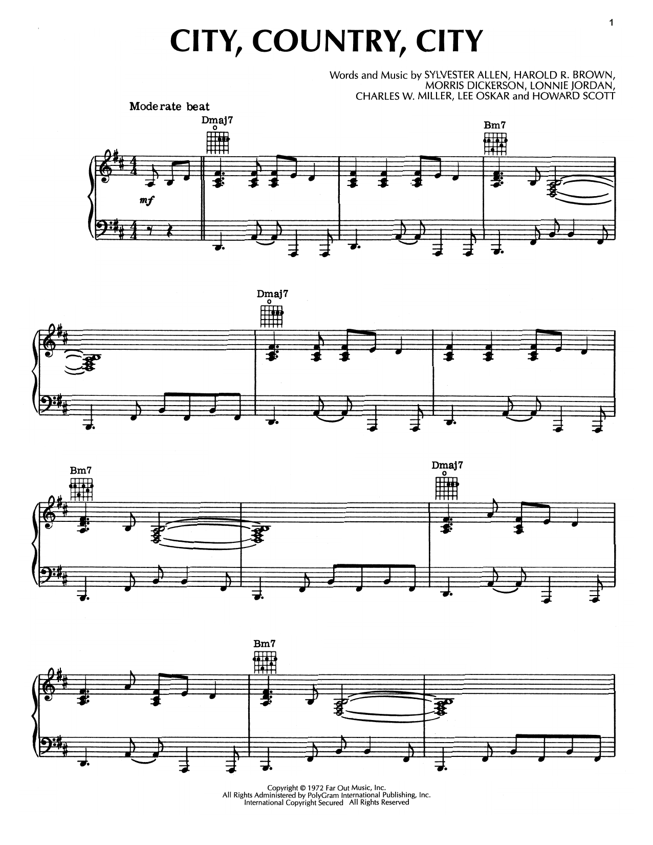 War City, Country, City sheet music, chords, lyrics - Printable PDF for Piano, Vocal & Guitar (Right-Hand Melody)