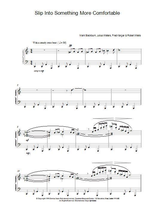 Kinobe Slip Into Something More Comfortable sheet music, chords, lyrics - Printable PDF for Piano