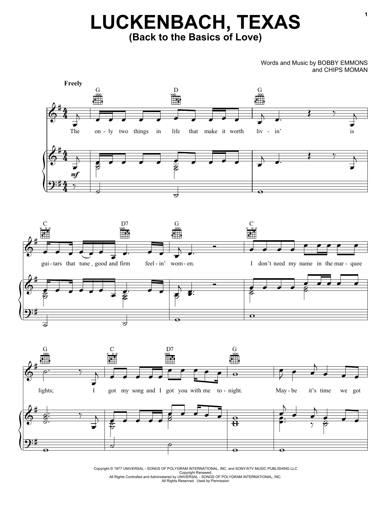 Learn to play Waylon Jennings Luckenbach, Texas (Back To The Basics Of Love) sheet music for Lyrics & Piano Chords in minutes. Waylon Jennings Luckenbach, Texas (Back To The Basics Of Love) sheet music preview music notes and score for Lyrics & Piano Chords including 2 page(s)