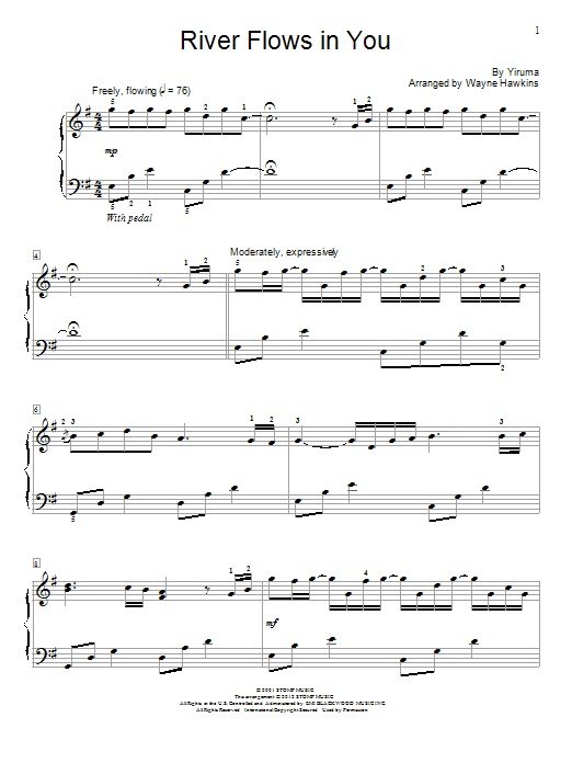 Learn to play Wayne Hawkins River Flows In You sheet music for Piano in minutes. Wayne Hawkins River Flows In You sheet music preview music notes and score for Piano including 5 page(s)
