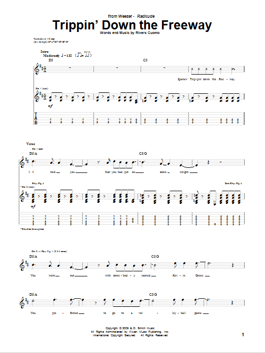 Learn to play Weezer Trippin' Down The Freeway sheet music for Guitar Tab in minutes. Weezer Trippin' Down The Freeway sheet music preview music notes and score for Guitar Tab including 7 page(s)