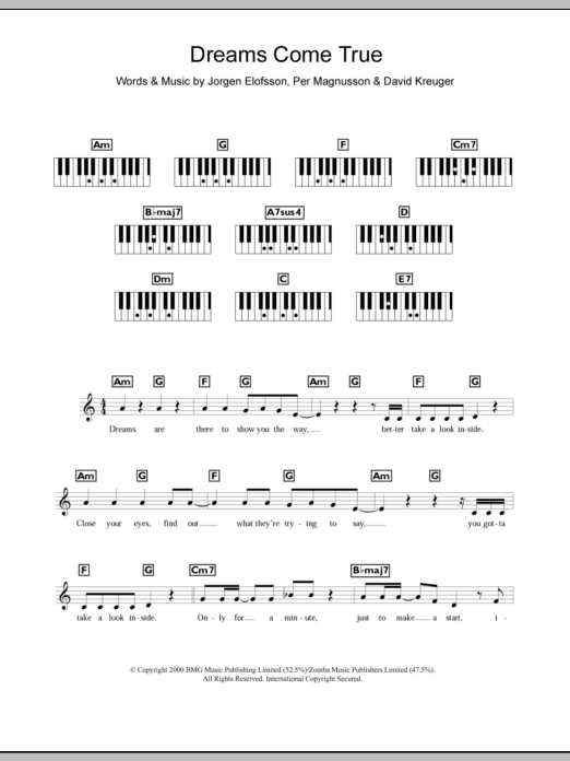 Westlife Dreams Come True Sheet Music Download Printable Pdf Music Notes Score Chords
