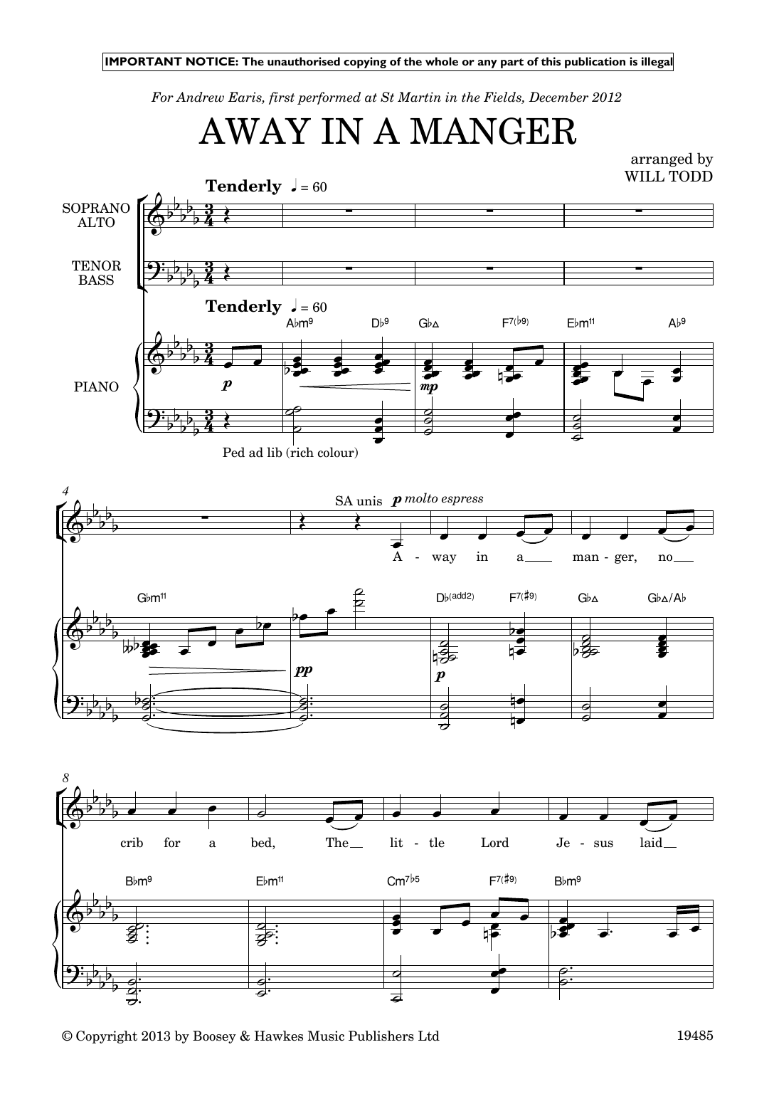 Will Todd Three Jazz Carols sheet music, chords, lyrics - Printable PDF for SATB Choir