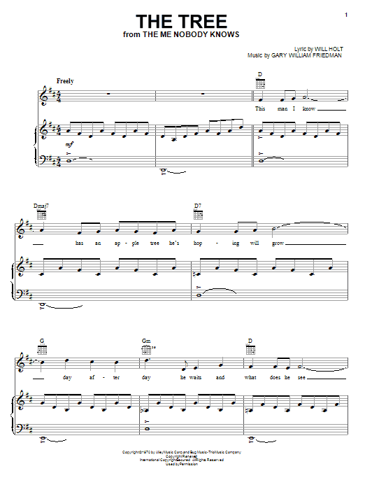 Learn to play Will Holt The Tree sheet music for Piano, Vocal & Guitar (Right-Hand Melody) in minutes. Will Holt The Tree sheet music preview music notes and score for Piano, Vocal & Guitar (Right-Hand Melody) including 4 page(s)