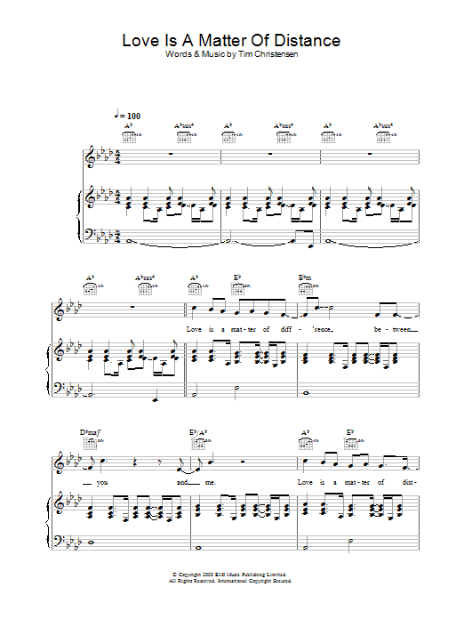 Will Young Love Is A Matter Of Distance sheet music preview music notes and score for Melody Line, Lyrics & Chords including 2 page(s)
