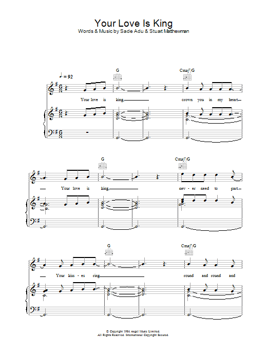 Learn to play Will Young Your Love Is King sheet music for Piano, Vocal & Guitar (Right-Hand Melody) in minutes. Will Young Your Love Is King sheet music preview music notes and score for Piano, Vocal & Guitar (Right-Hand Melody) including 7 page(s)