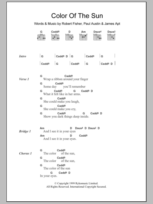 Willard Grant Conspiracy Color Of The Sun sheet music, chords, lyrics - Printable PDF for Lyrics & Chords