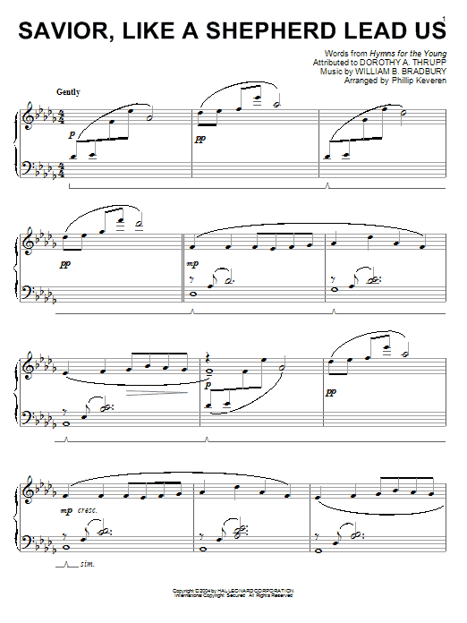 William B. Bradbury Savior, Like A Shepherd Lead Us sheet music, chords, lyrics - Printable PDF for Piano