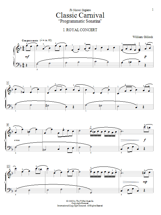 Learn to play William Gillock Classic Carnival sheet music for Easy Piano in minutes. William Gillock Classic Carnival sheet music preview music notes and score for Easy Piano including 8 page(s)