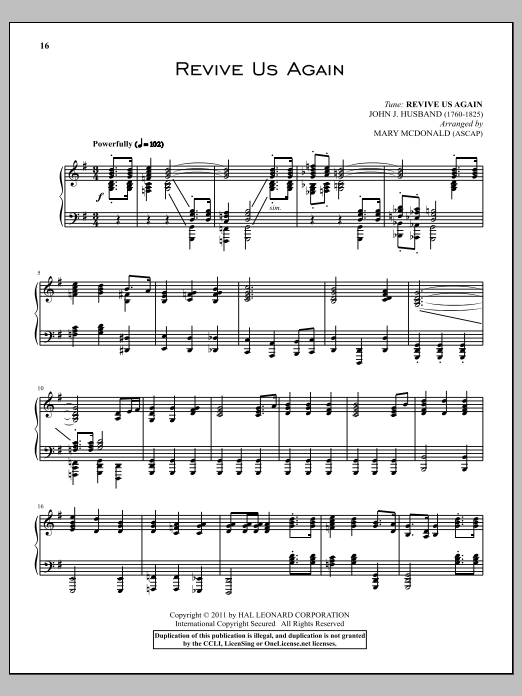 William P. MacKay Revive Us Again sheet music preview music notes and score for Piano including 3 page(s)