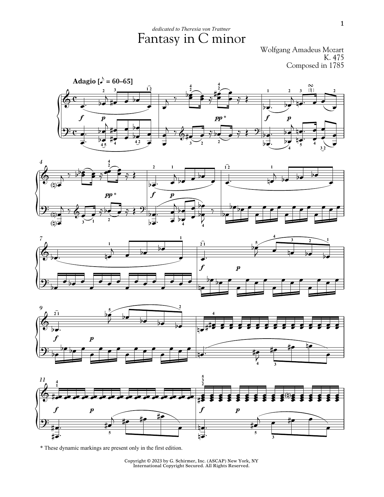 Wolfgang Amadeus Mozart Fantasie In C Minor, K. 475 sheet music, chords, lyrics - Printable PDF for Piano Solo
